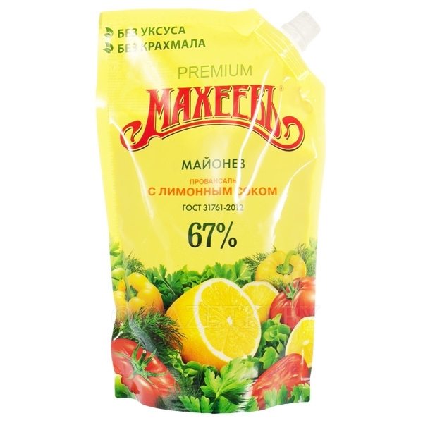 МАЙОНЕЗ МАХЕЕВ ПРОВАНСАЛЬ ПРЕМИУМ С ЛИМОННЫМ СОКОМ 67%, 200 МЛ.