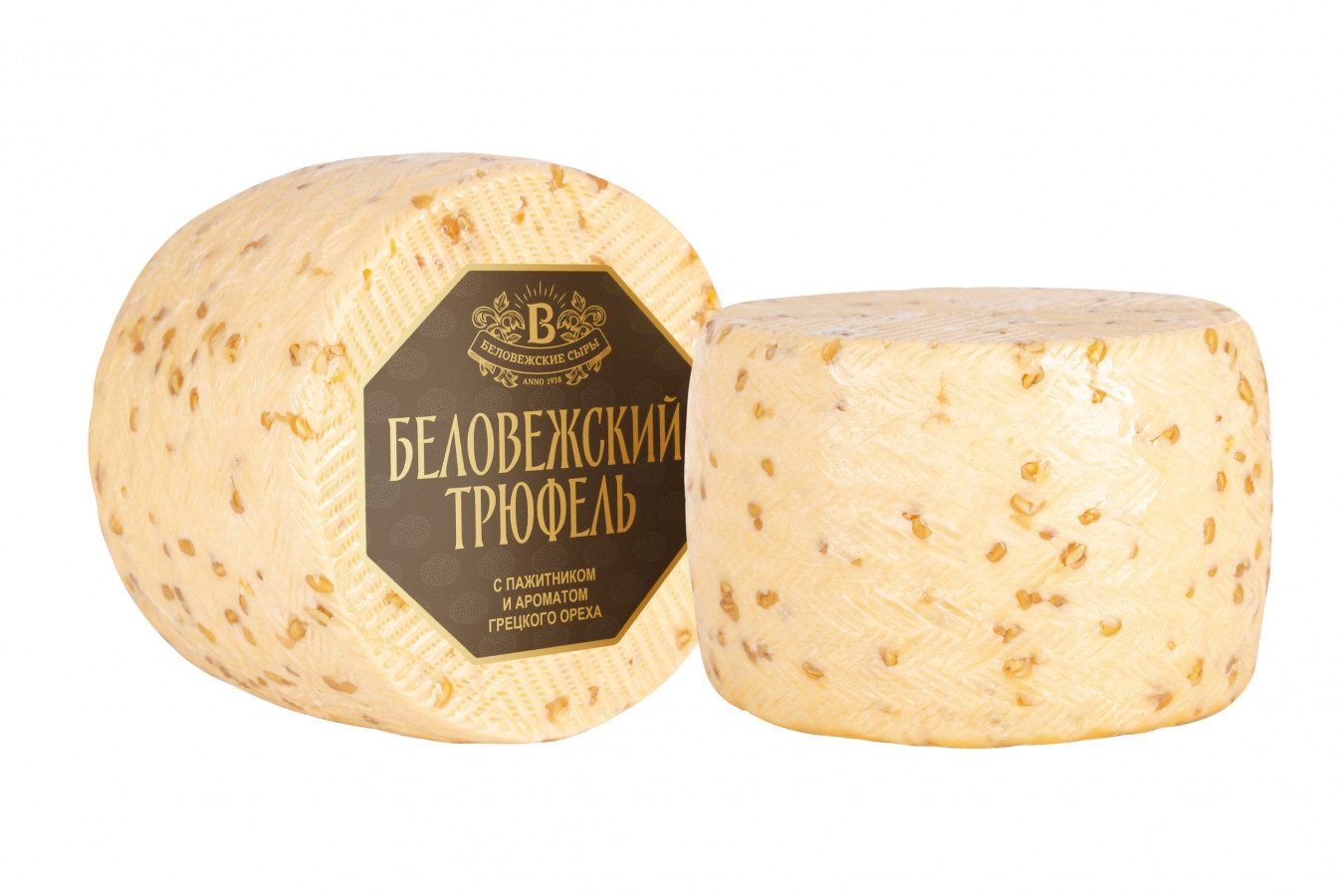 Сыр беловежский трюфель с пажитникои и грецким орехом 45% 1кг
